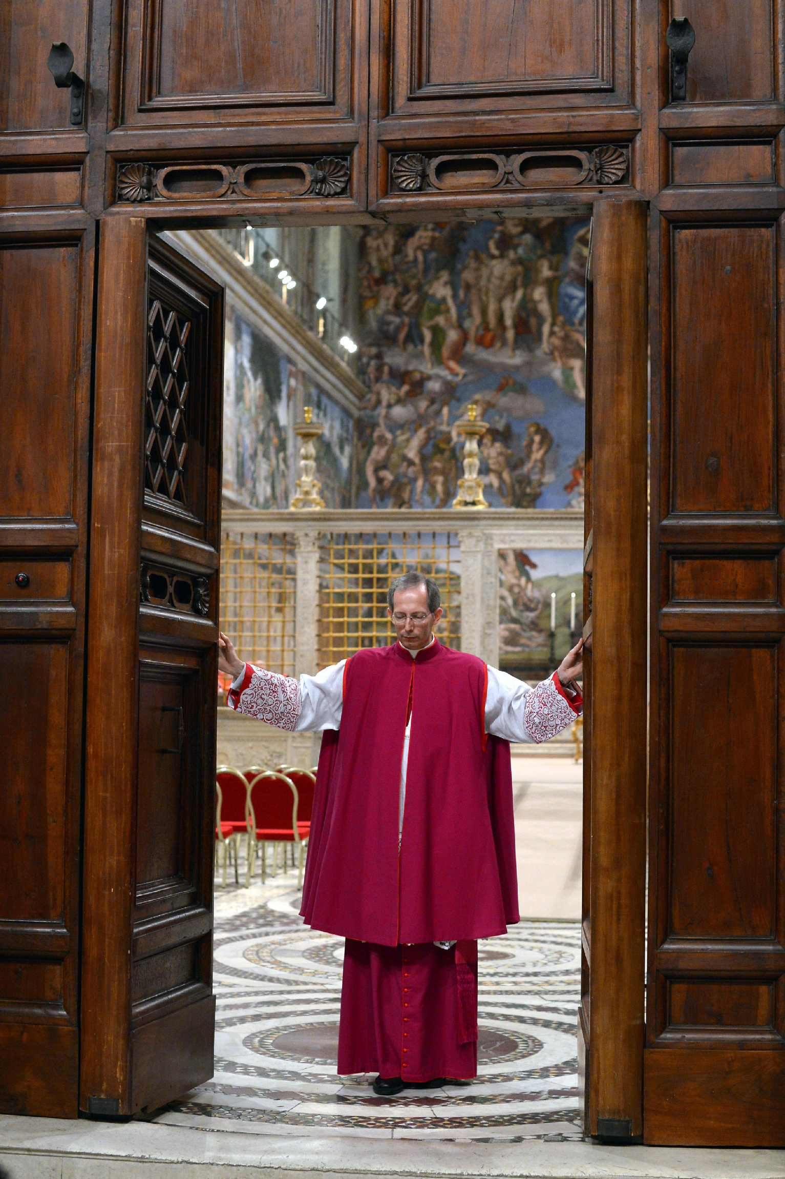 Master of papal liturgical ceremonies closes doors to Vatican's Sistine Chapel