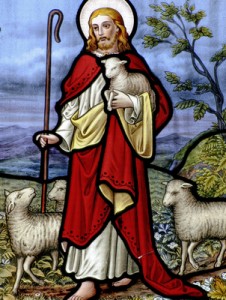 JESUS, GOOD SHEPHERD, DEPICTED IN WINDOW OF KILLARNEY CHURCH