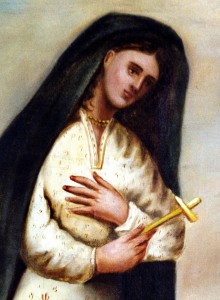 BLESSED KATERI TEKAKWITHA HOLDS CROSS IN EARLIEST KNOWN PORTRAIT PAINTED BY JESUIT WHO  KNEW HER